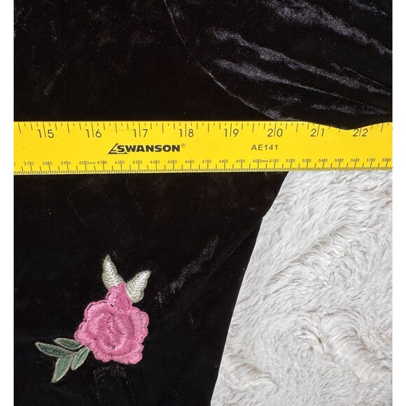 Love 8 Jacket 1X Black Velvet Embroidered Full Zip Hooded Stretch Y2K Boho - Picture 11 of 13